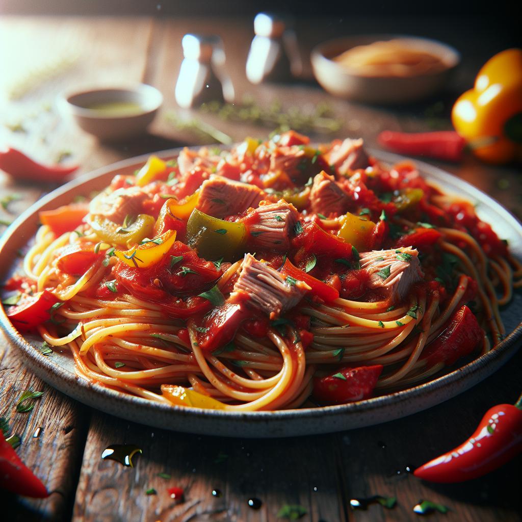 Pasta atún y pimientos