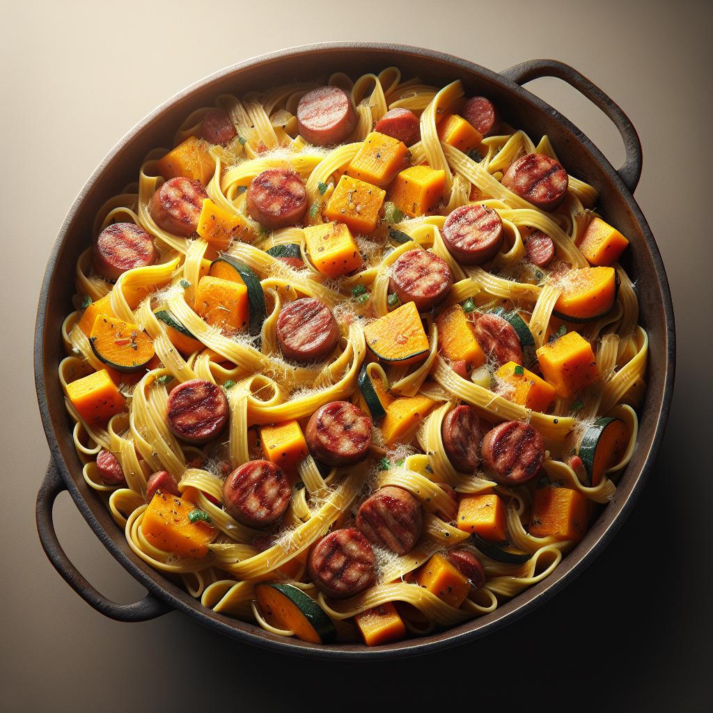 Pasta de calabaza y salchicha