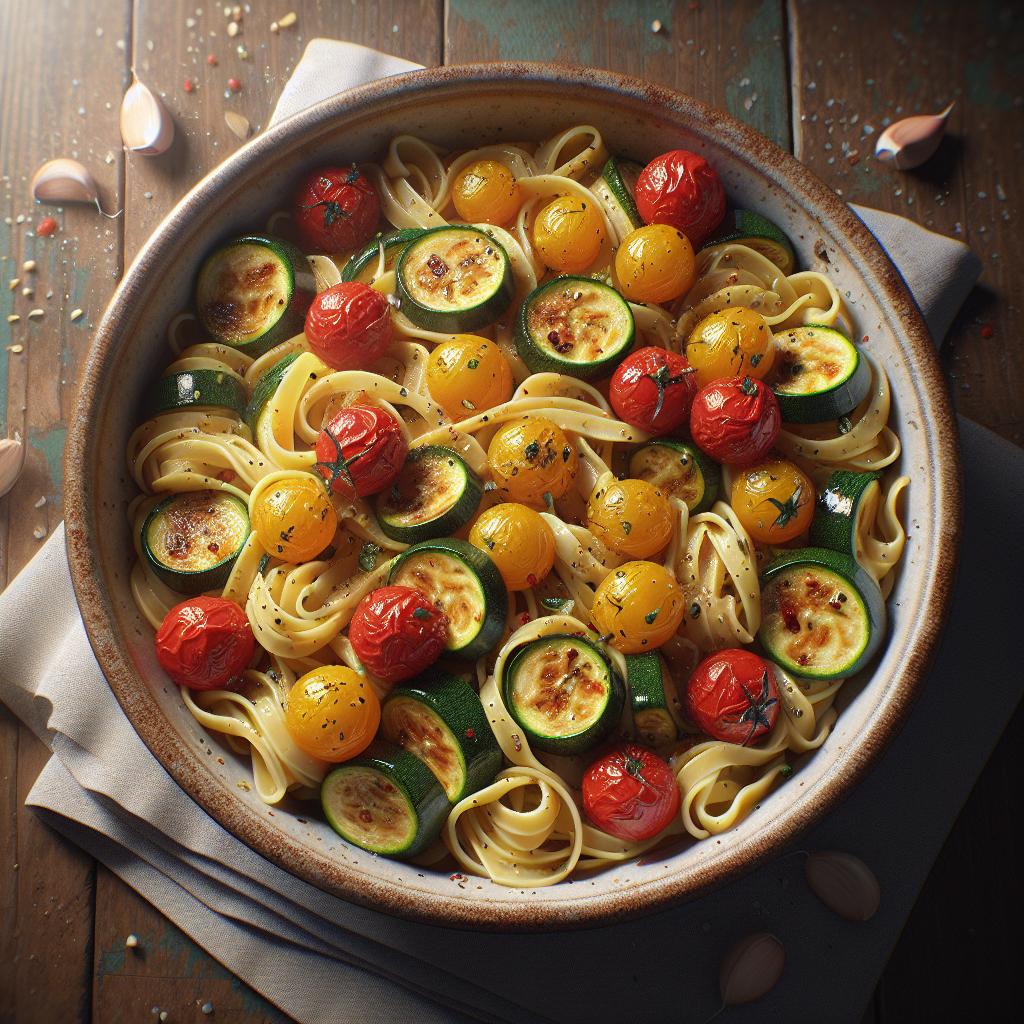 Pasta con calabacines y tomates cherry