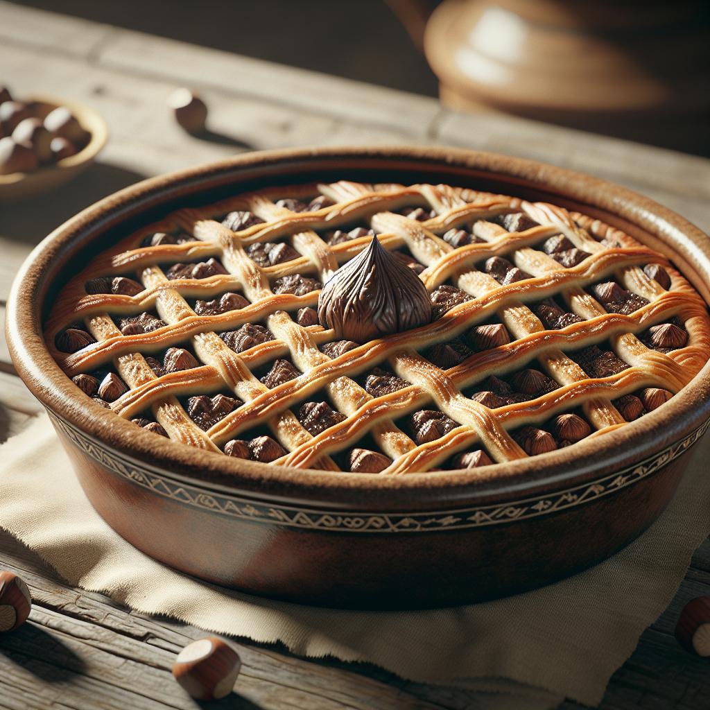 Pastiera con avellanas y cacao
