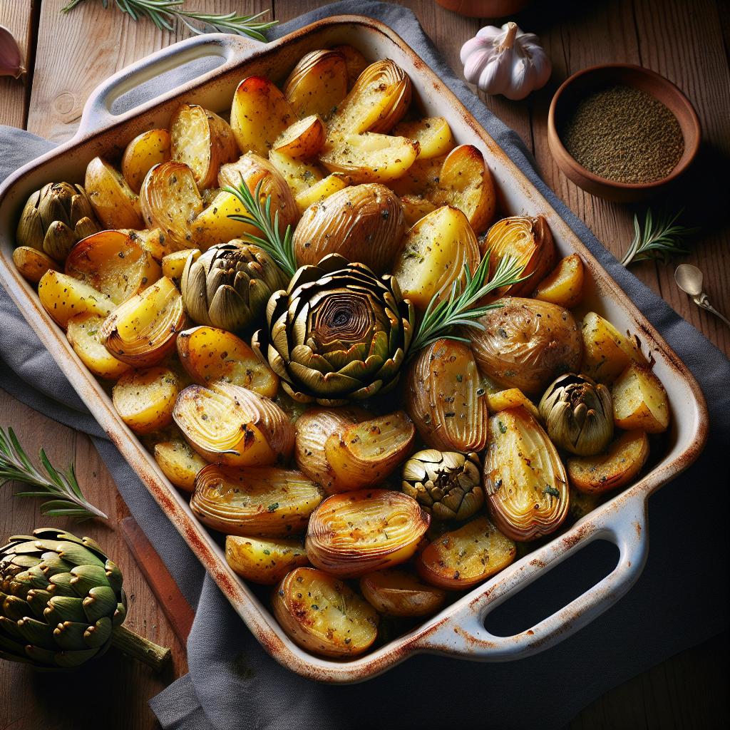 Patatas y topinambur al horno