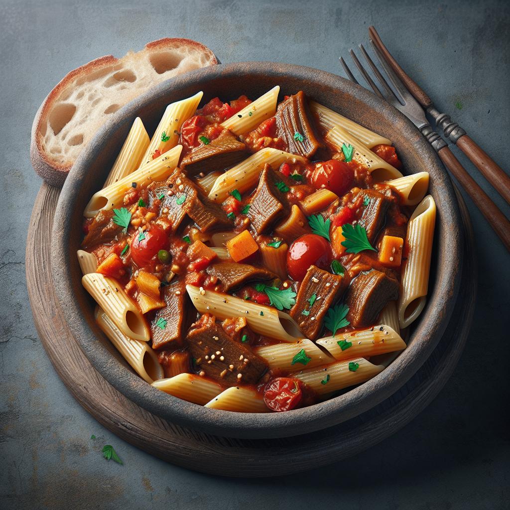Penne al ragú de tripa