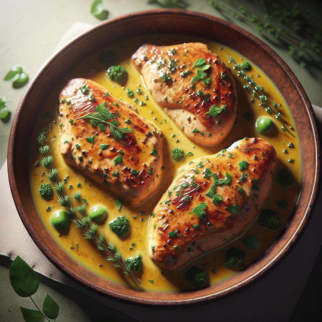 Pechugas de pollo a la mostaza y hierbas aromáticas
