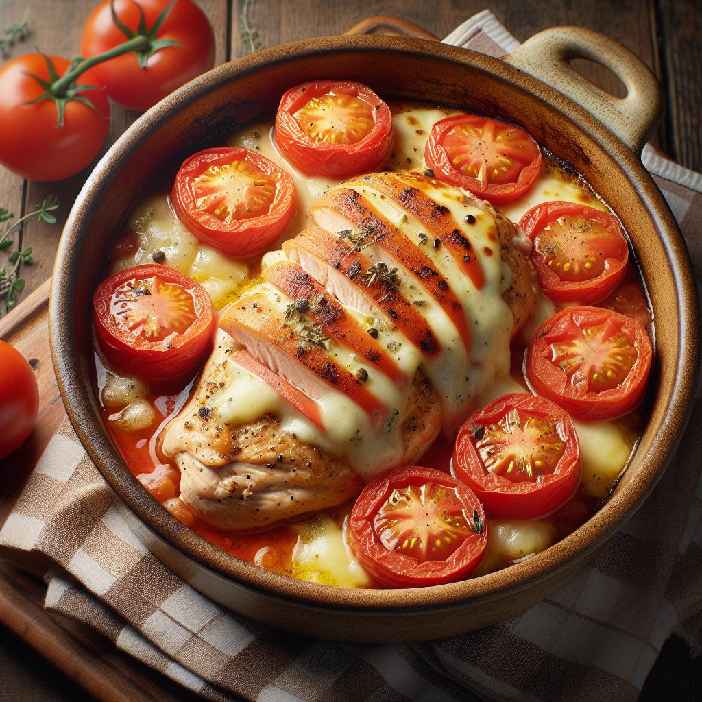 Pechuga de pollo al horno con tomate y queso