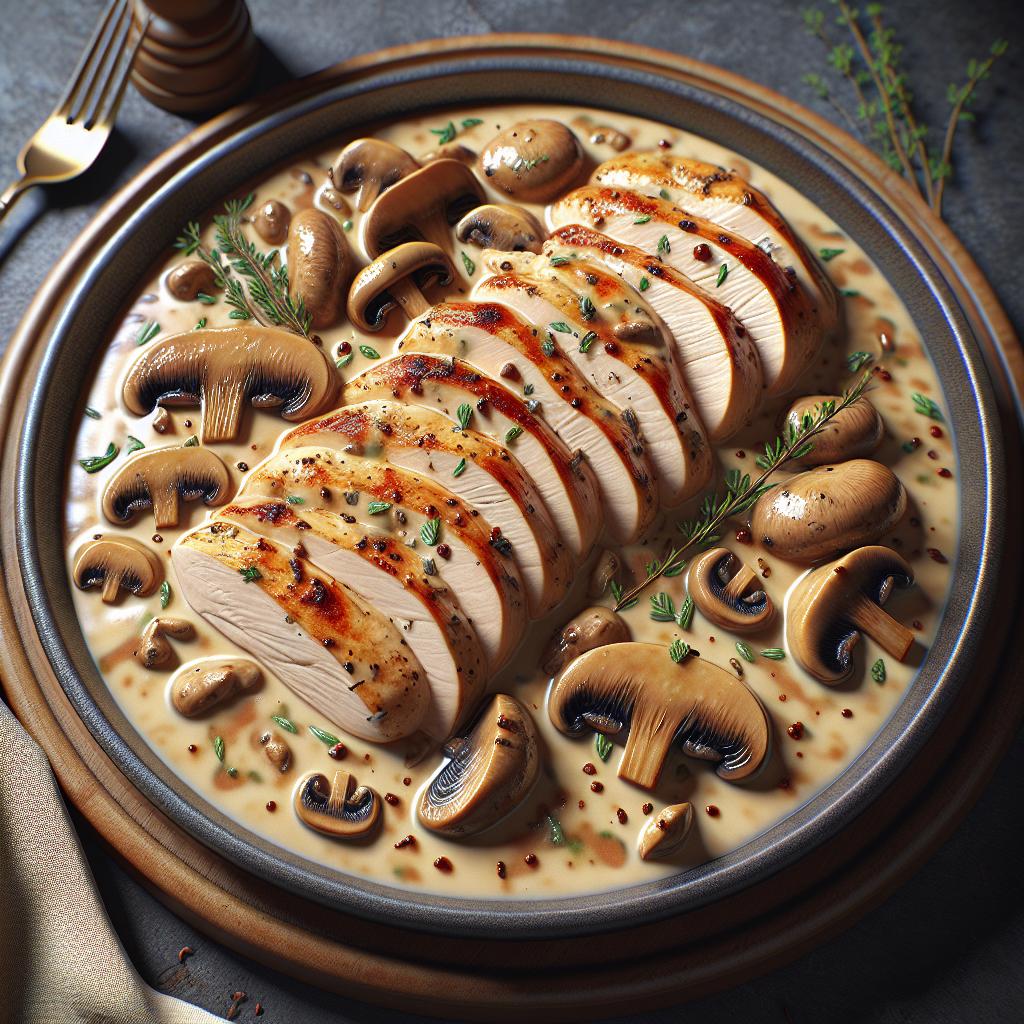 Pechuga de pollo a la leche y champiñones