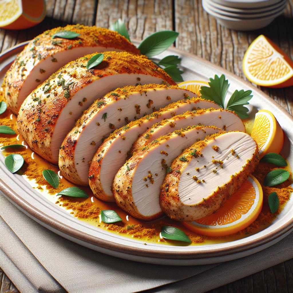 Pechuga de pavo a la cúrcuma