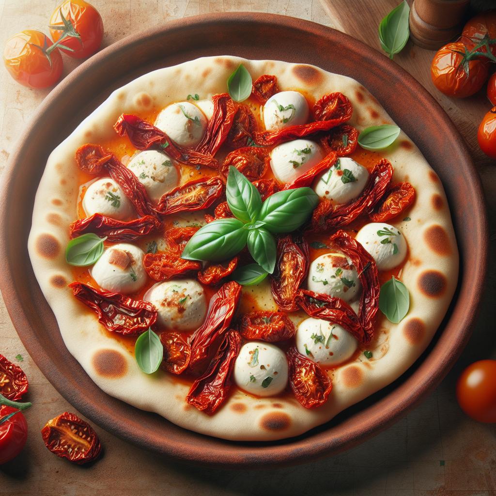Piadina con tomates secos y mozzarella de búfala
