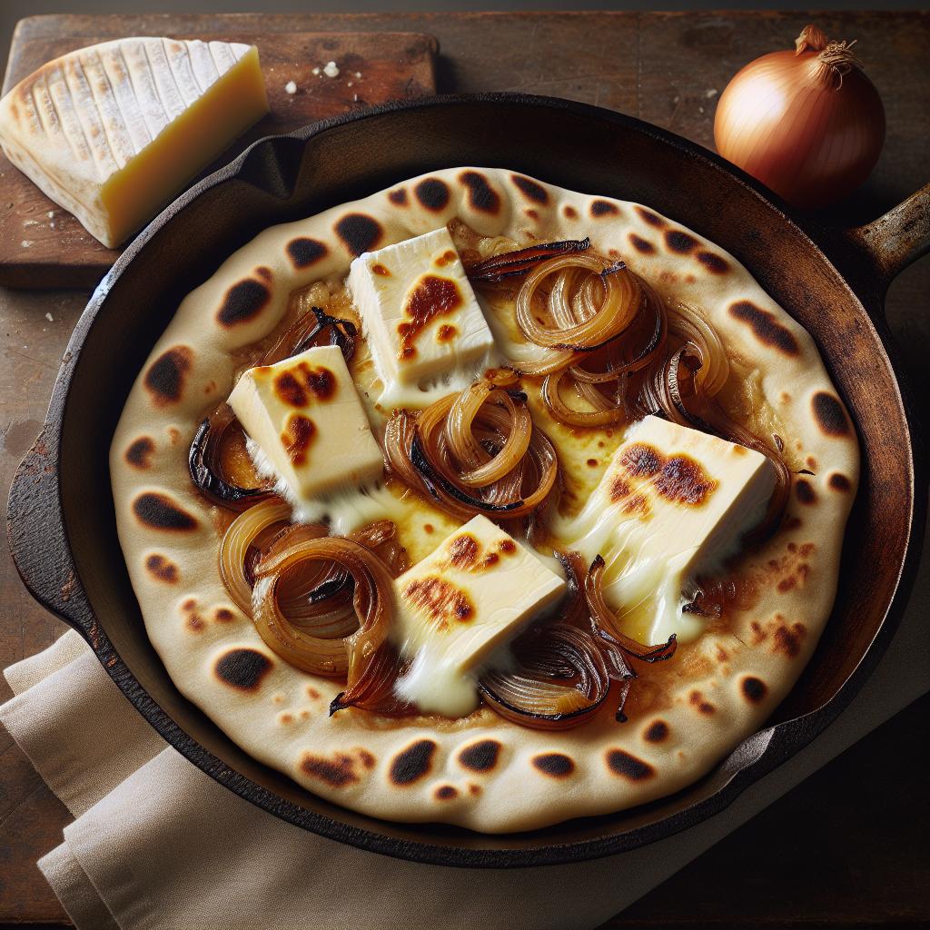 Piadina con taleggio y cebollas caramelizadas