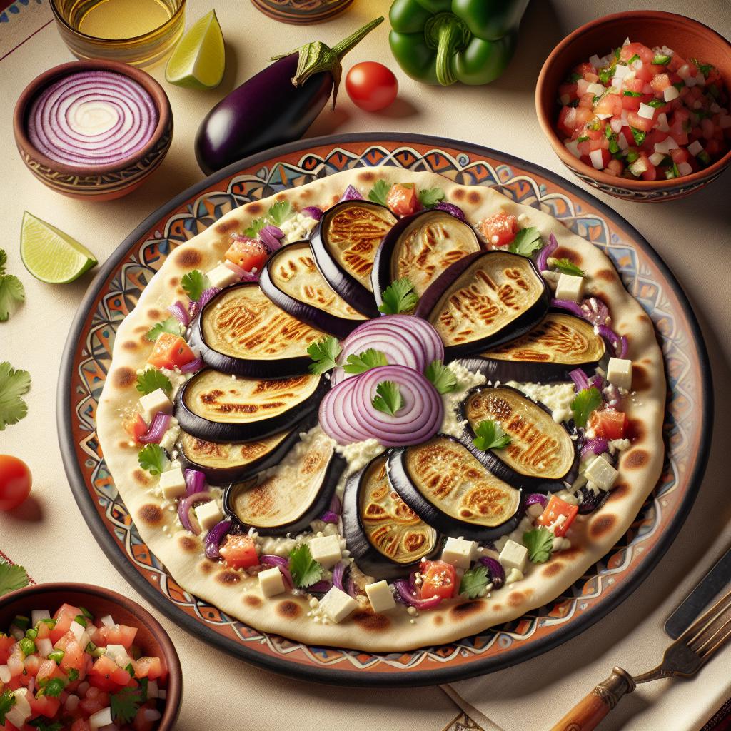 Piadina de berenjena, scamorza y pico de gallo