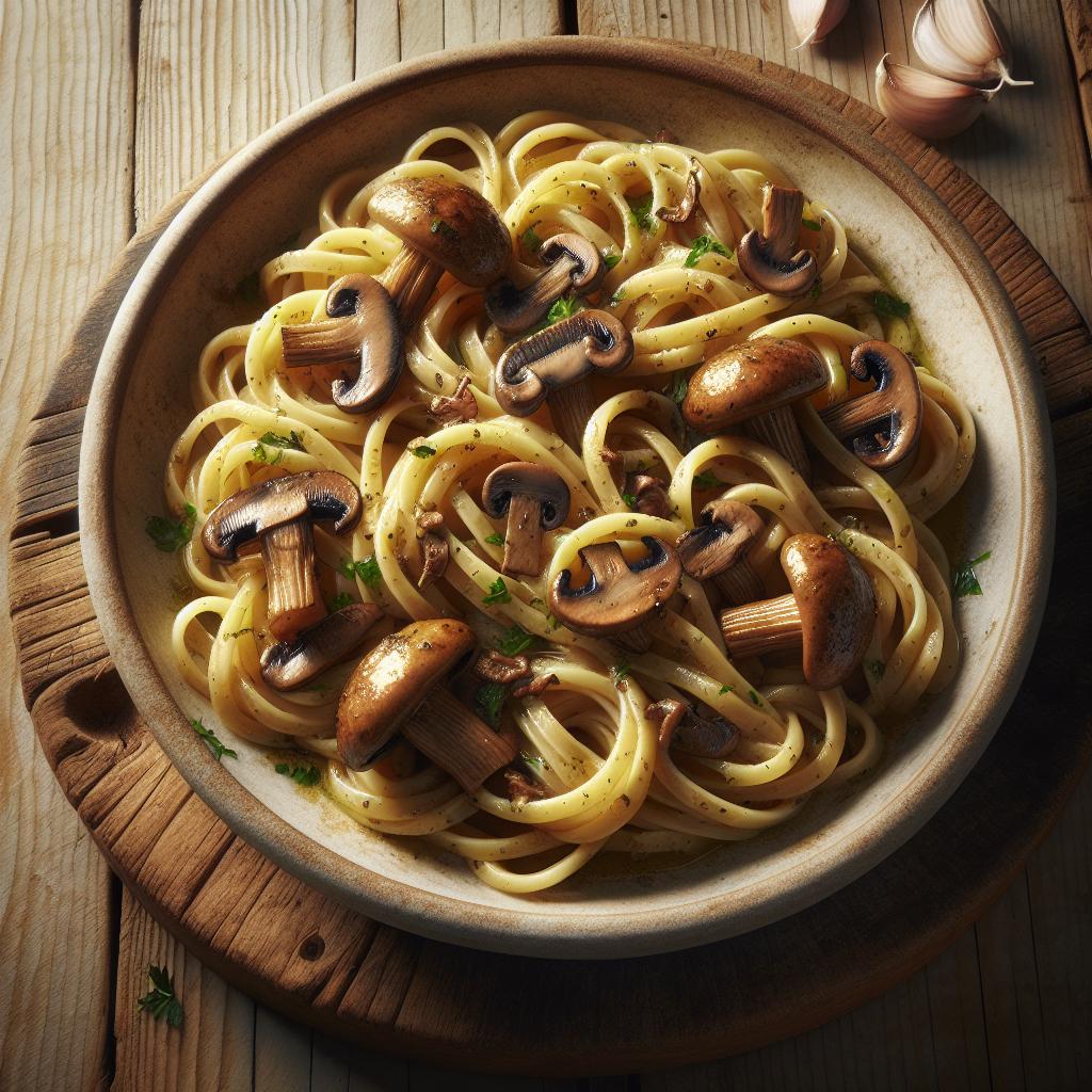Pici toscanos con setas mixtas salteadas