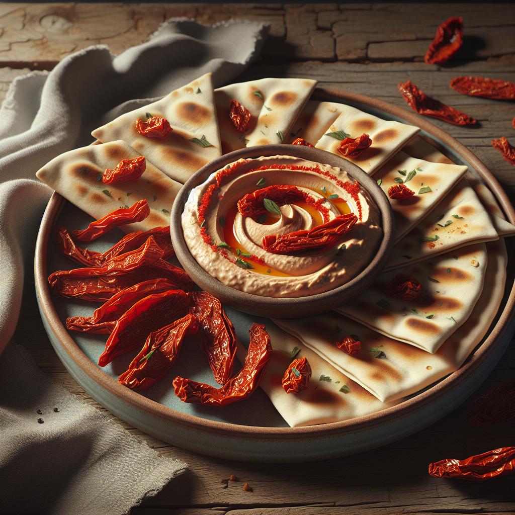 Pita con hummus de tomates secos