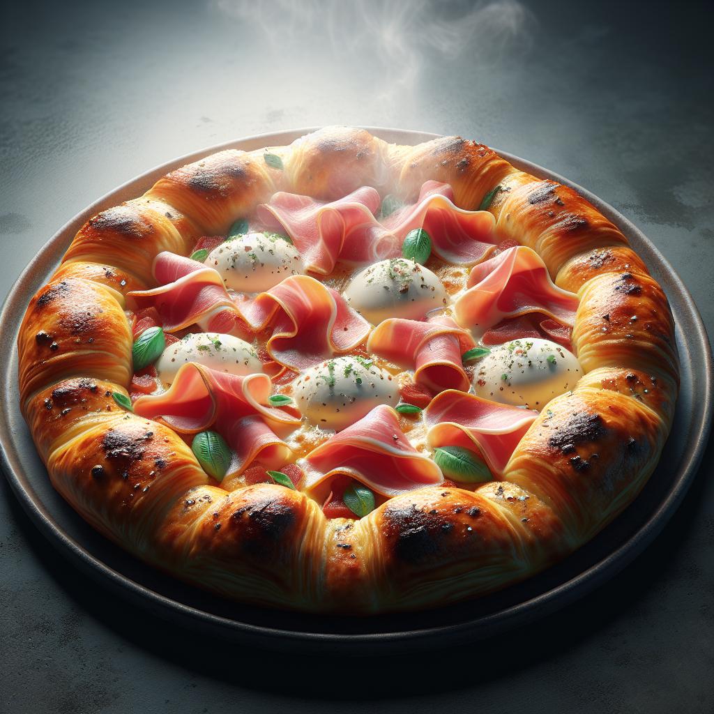 Pizza de hojaldre con jamón y mozzarella