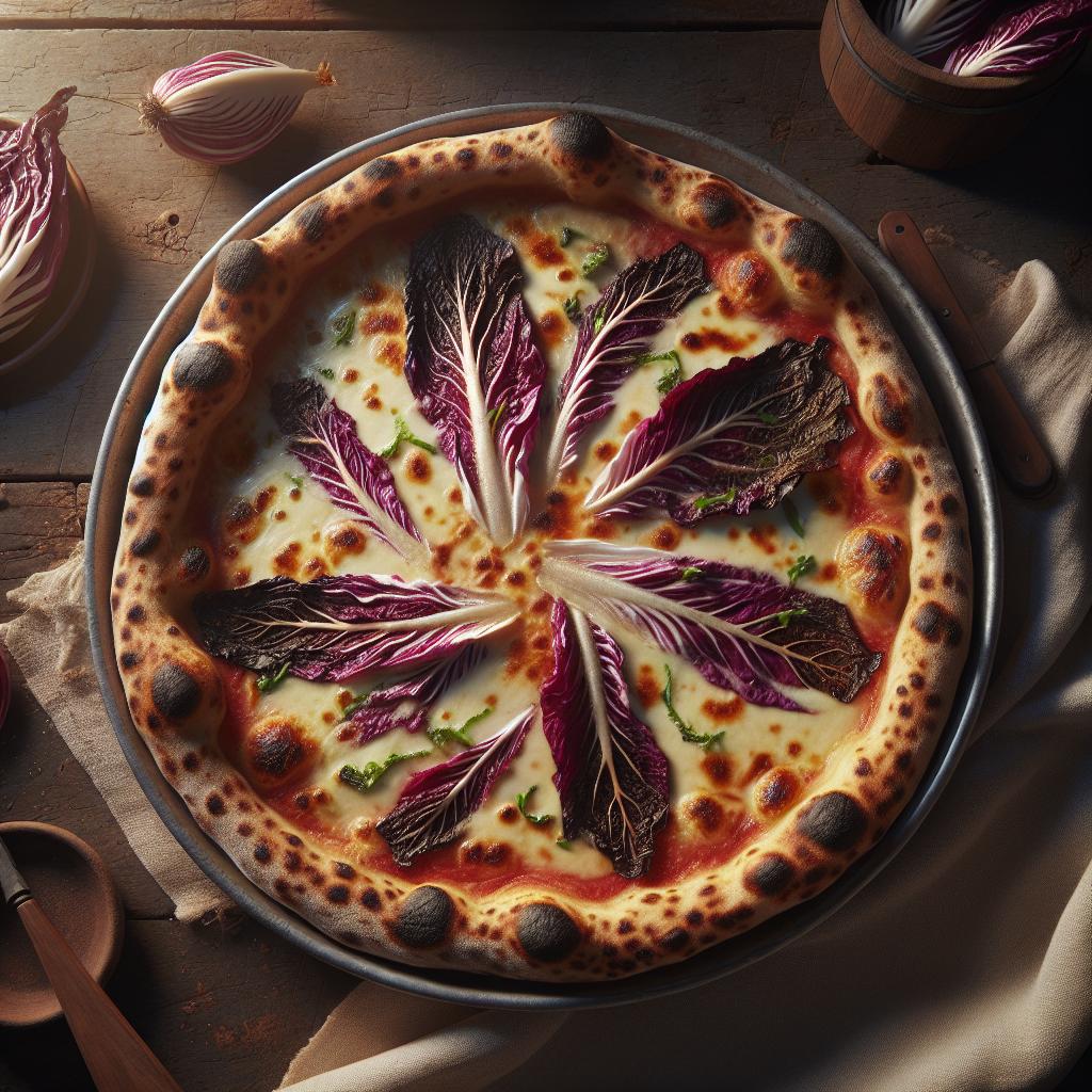 Pizza rústica rellena de stracchino y radicchio