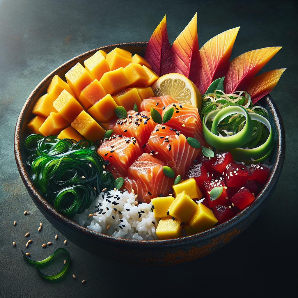 Poke bowl de salmón y fruta