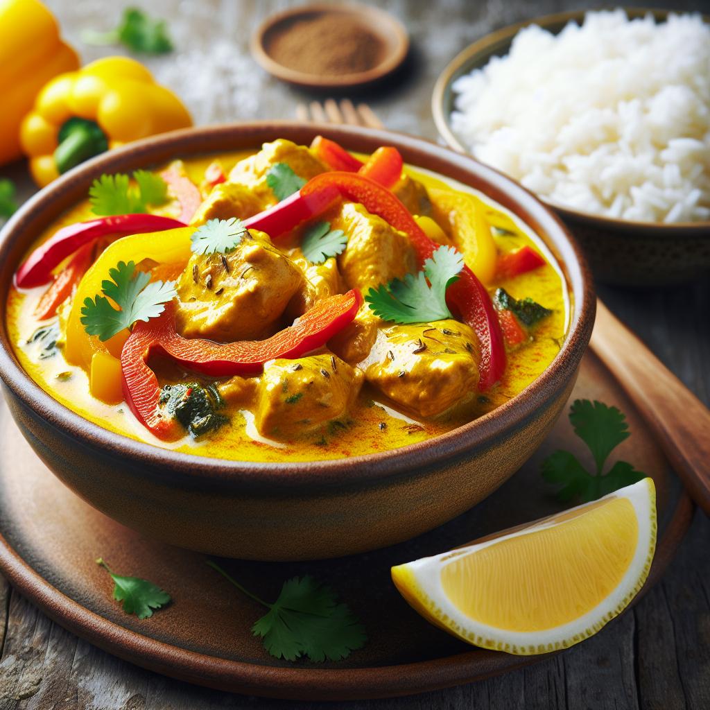Pollo al curry con pimientos