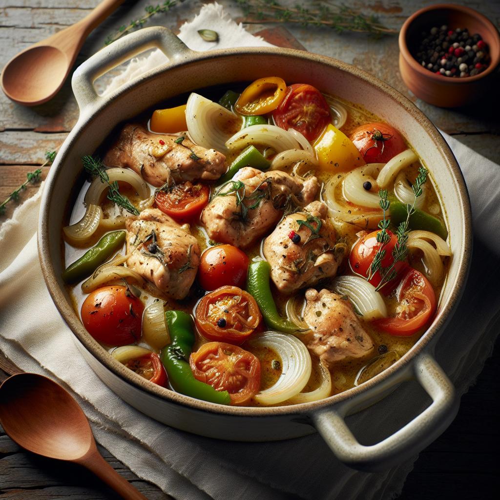 Pollo a la cazadora en blanco
