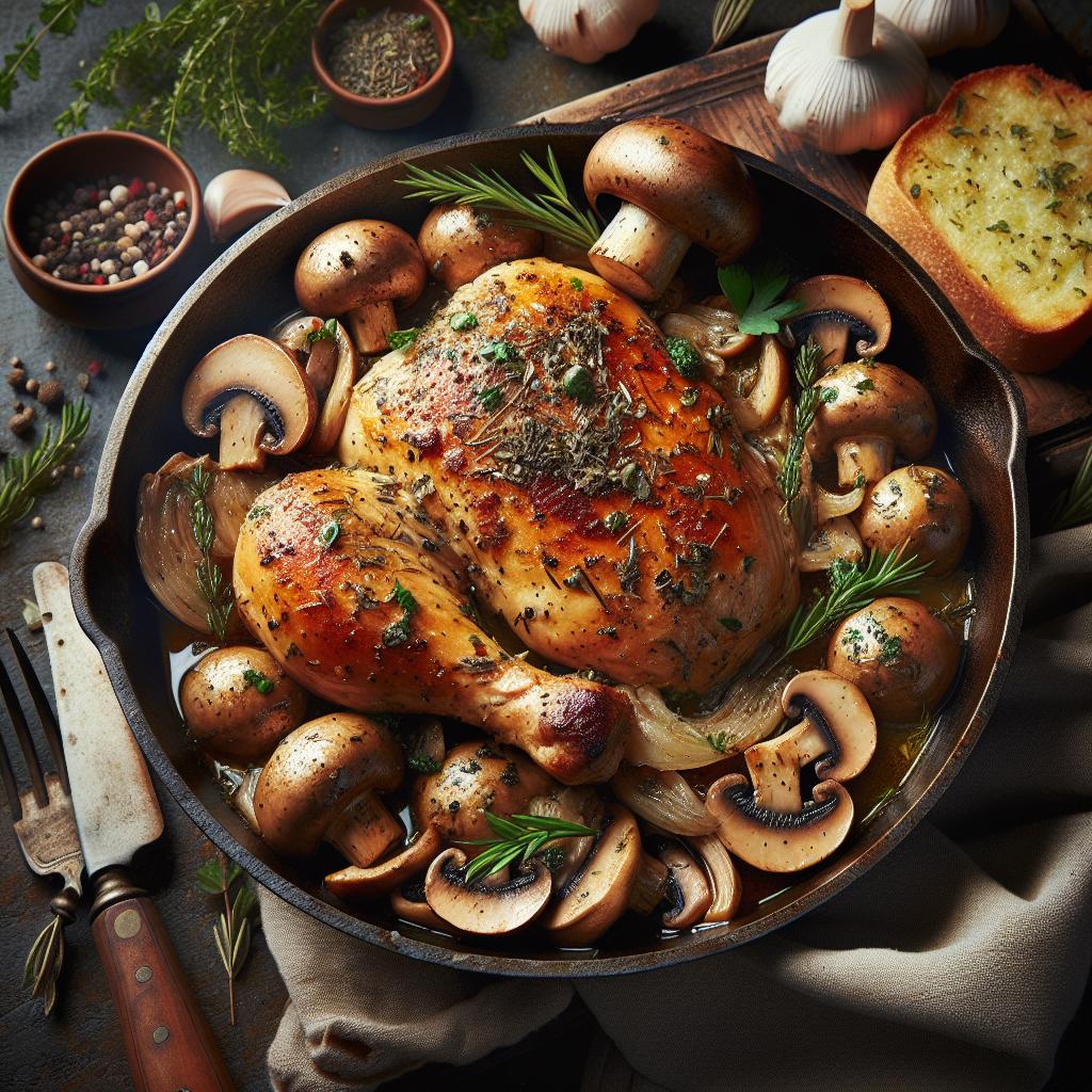 Pollo a las hierbas y setas