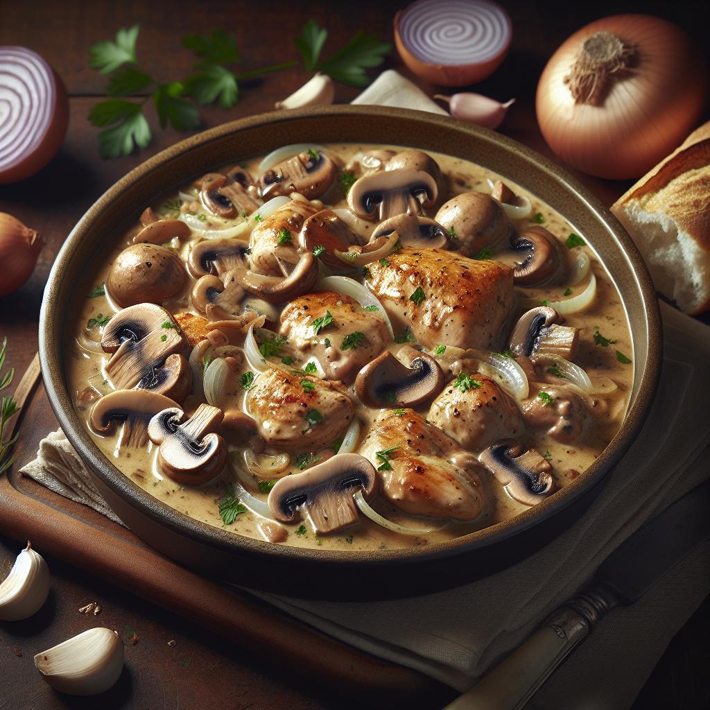 Pollo con champiñones