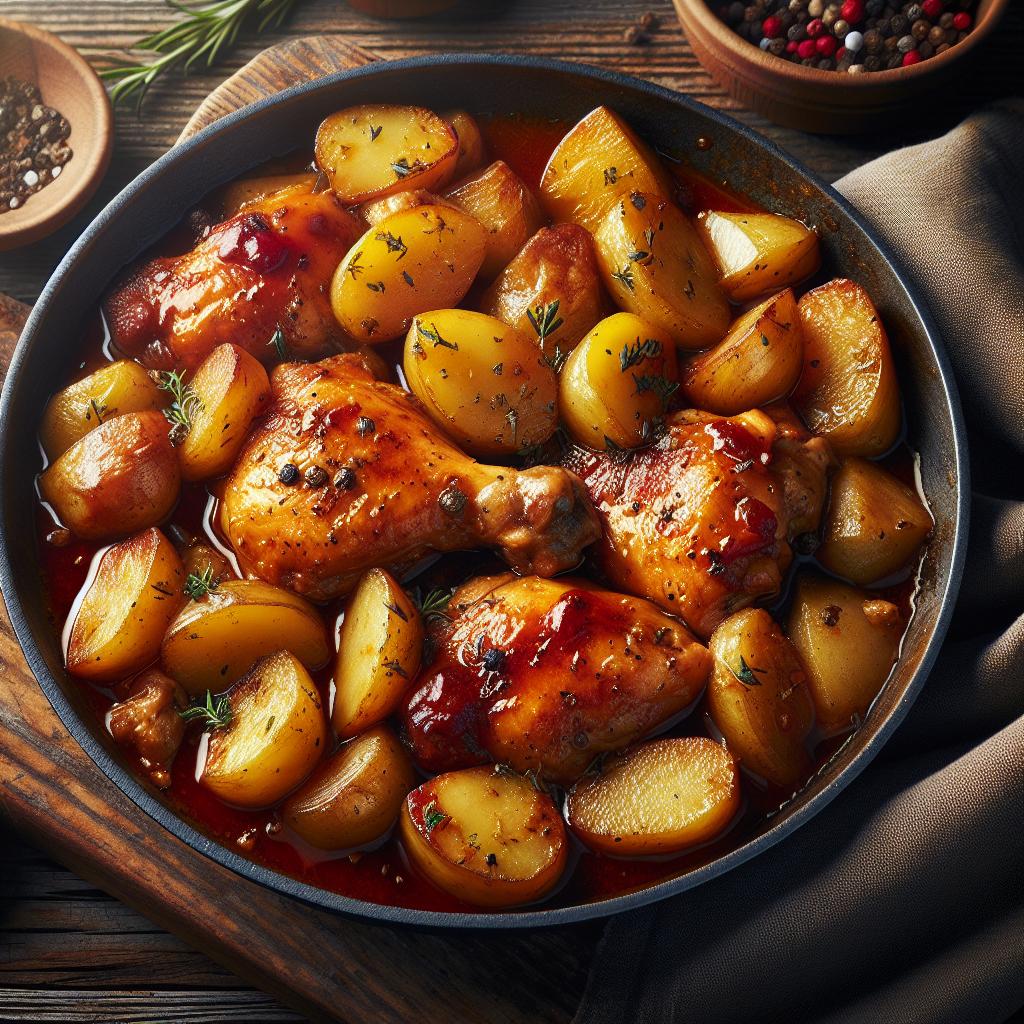 Pollo estofado con patatas