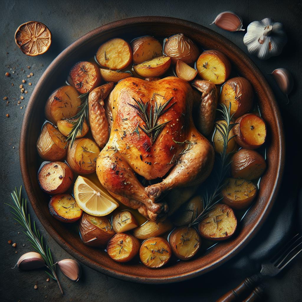 Pollo rústico con patatas