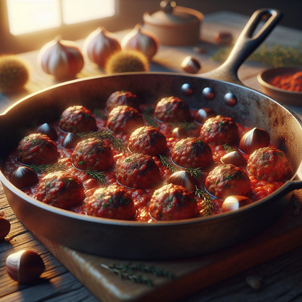Albóndigas de mortadela y castañas