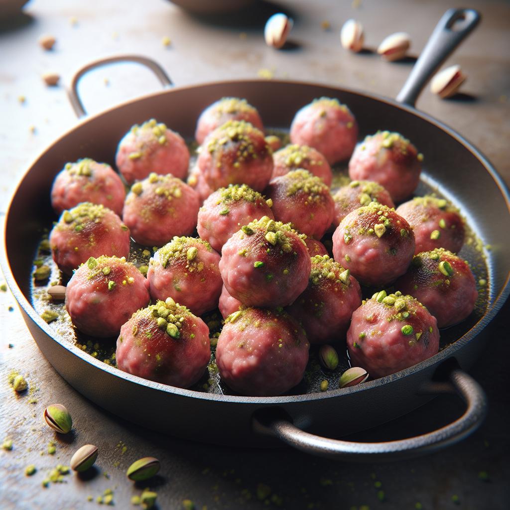 Albóndigas con mortadela y pistachos
