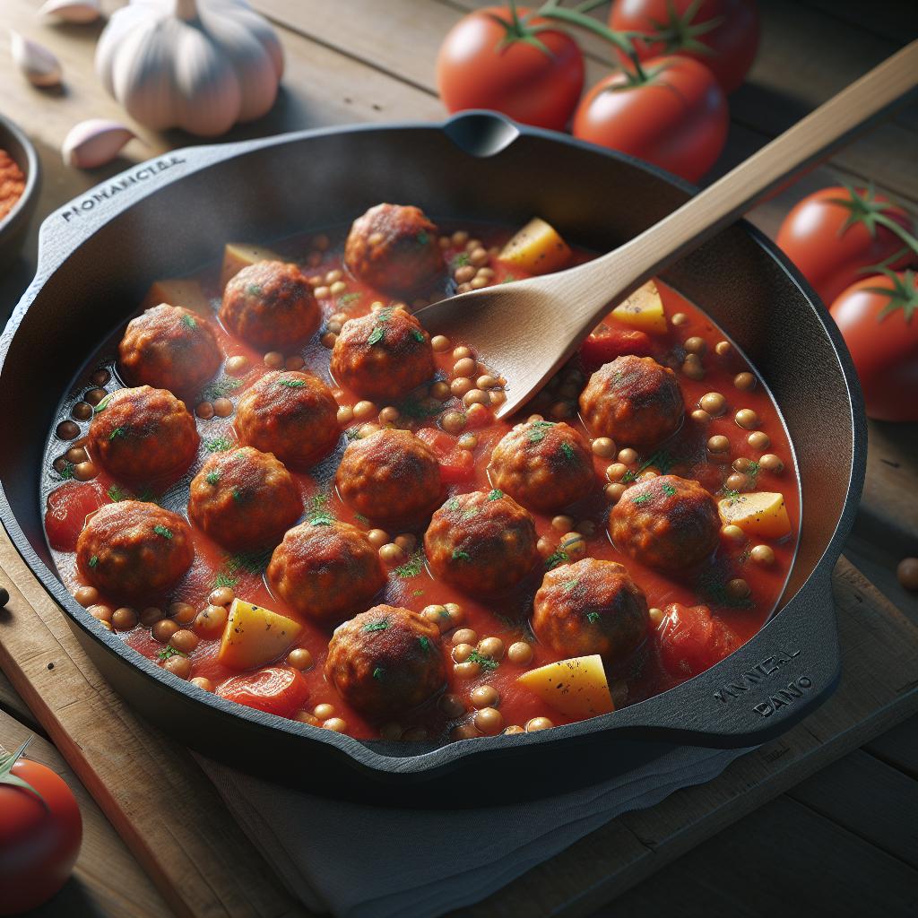 Albóndigas de lentejas y patatas con salsa