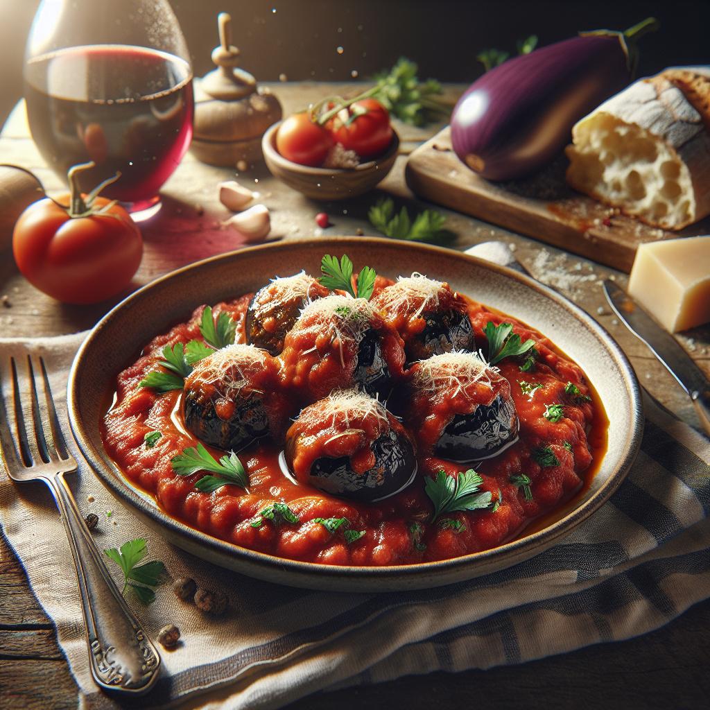 Albóndigas de berenjena en salsa