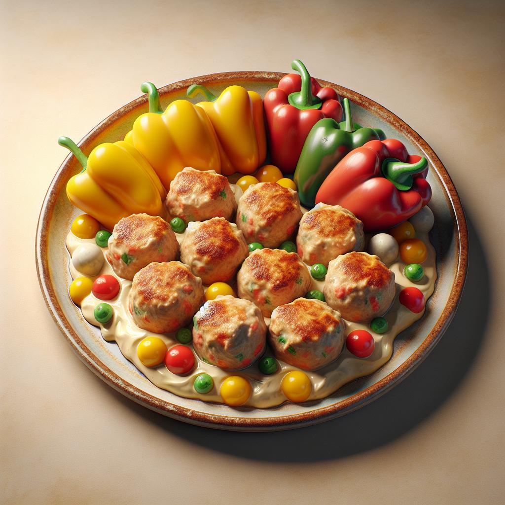 Albóndigas de atún y ricotta con pimientos