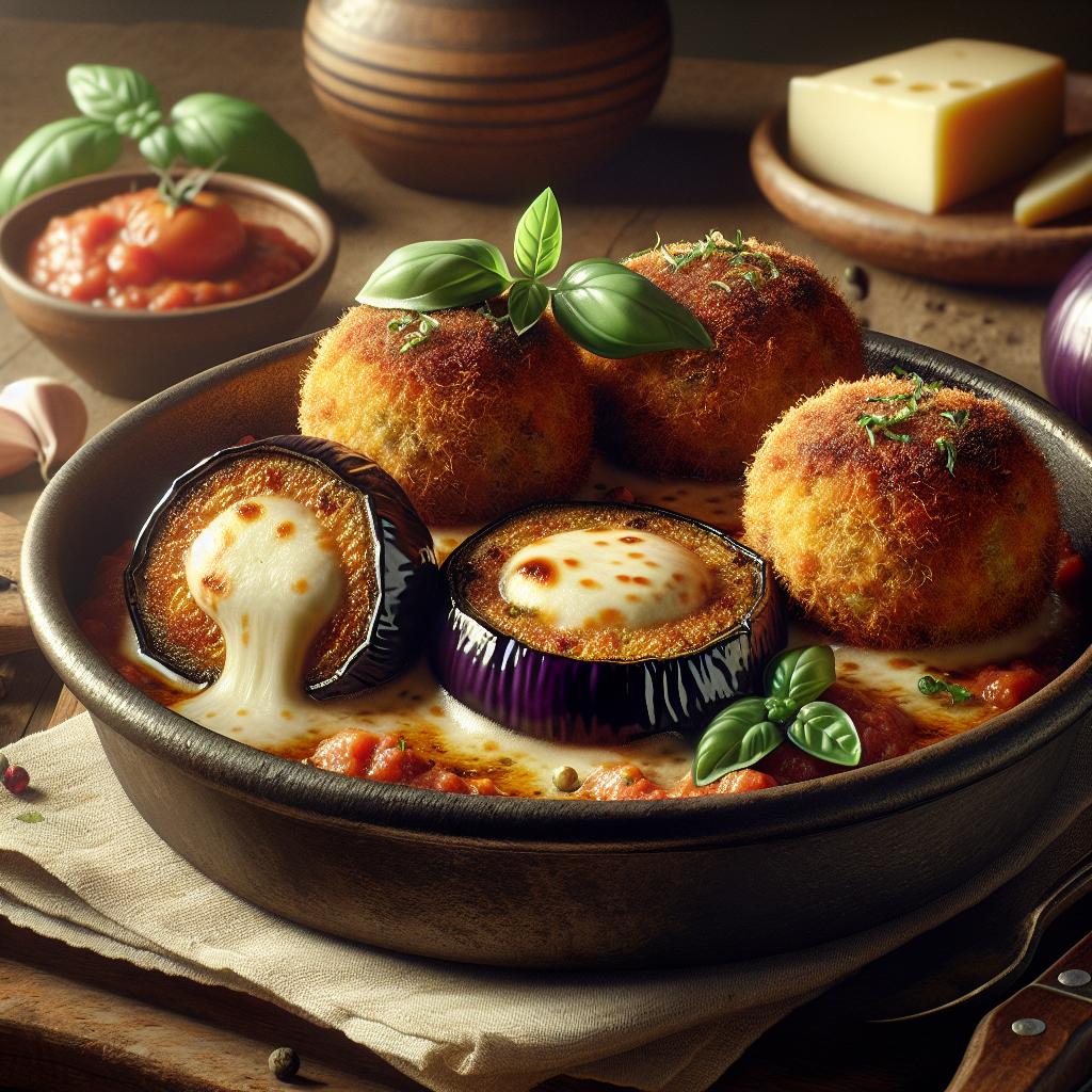 Albóndigas de berenjena con corazón de scamorza