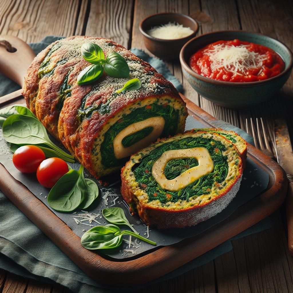 Pastel de carne relleno de espinacas y caciocavallo