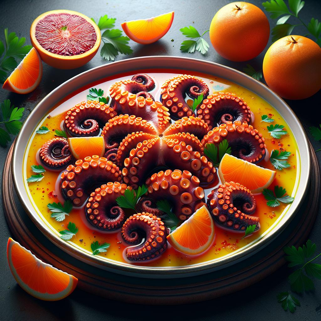Pulpo a la naranja roja