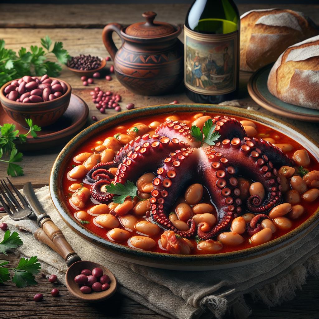 Pulpo y alubias estofados