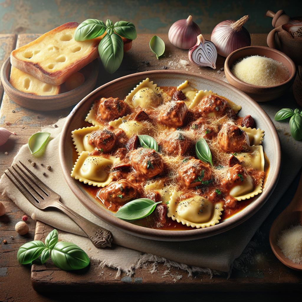 Ravioli al ragú de faisán