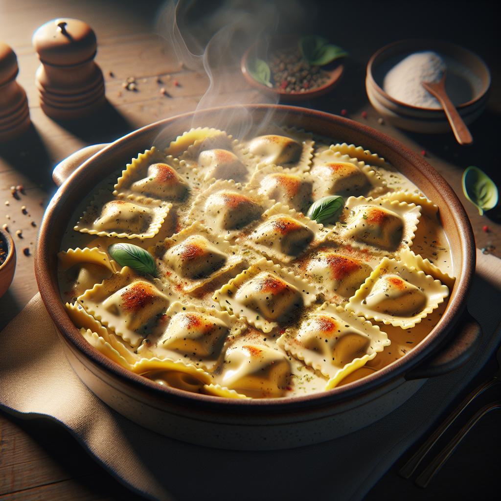 Ravioli a la crema de queso