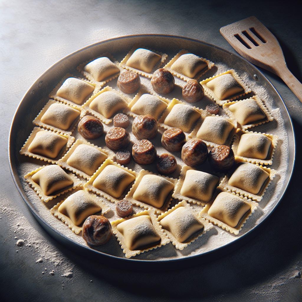 Ravioli de castañas y salchicha