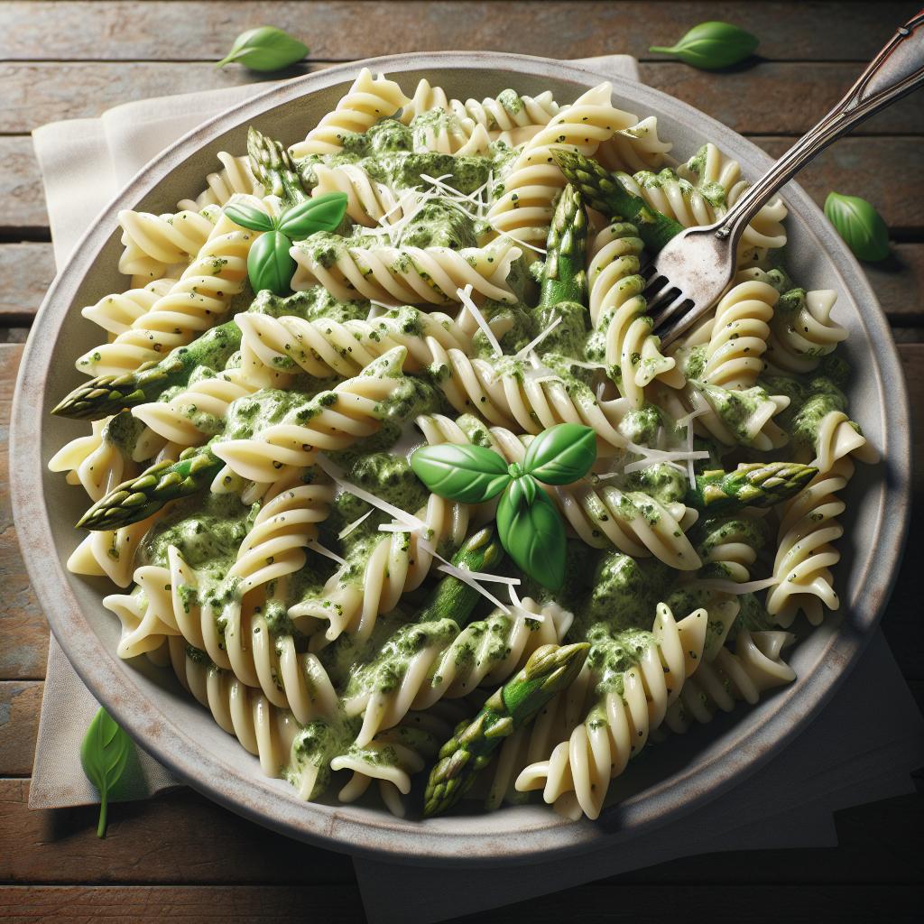 Reginette al pesto de espárragos blancos