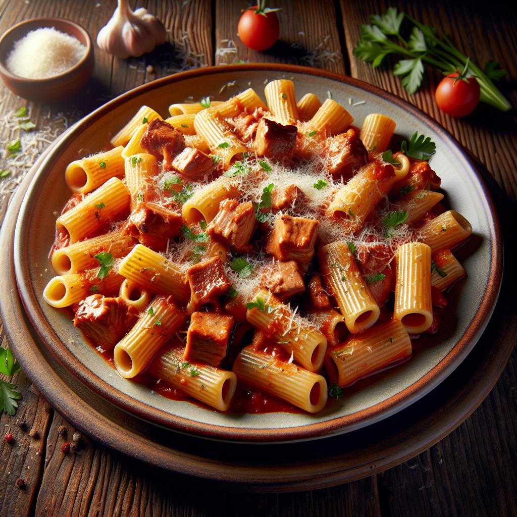Rigatoni con salsa de cerdo