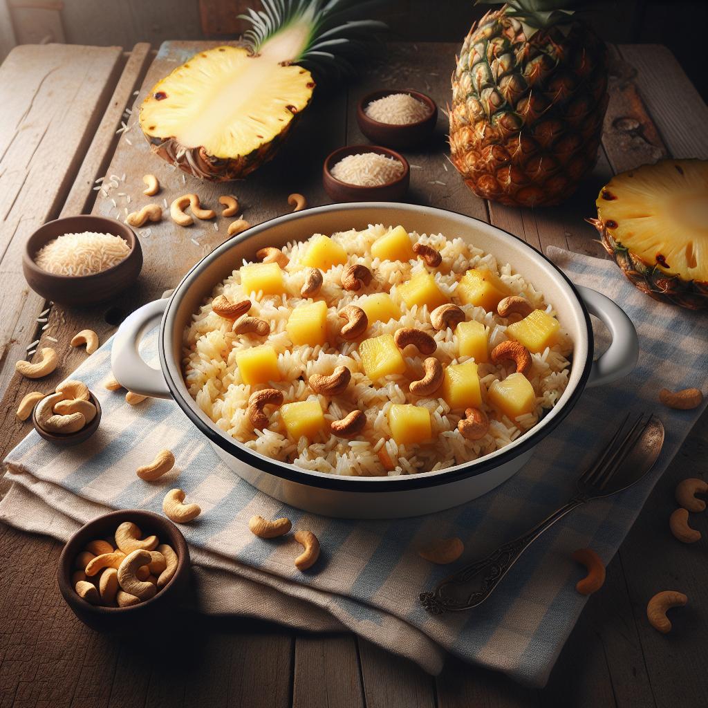 Arroz con piña y anacardos