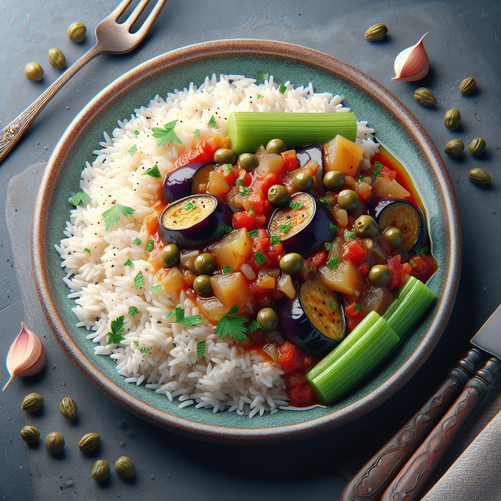Arroz basmati con caponata de verduras