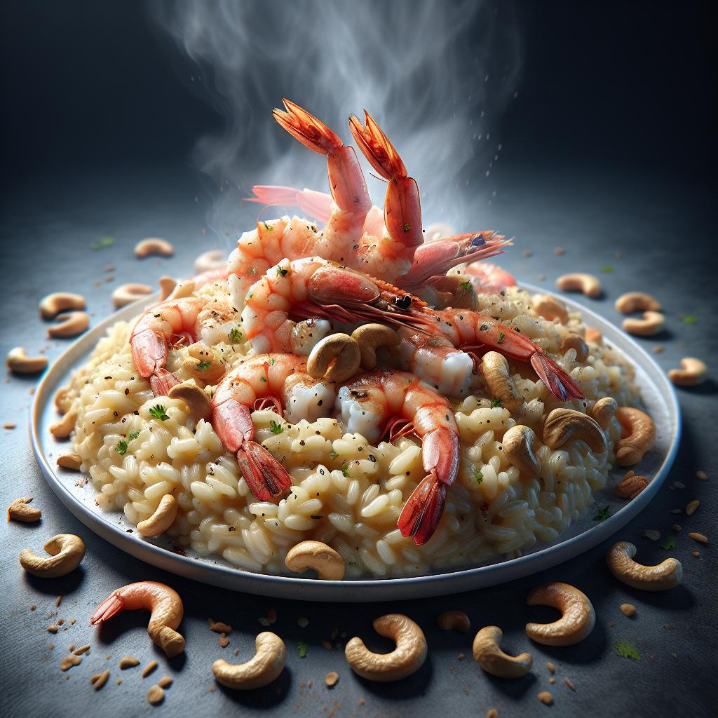 Arroz salteado con gambas y anacardos