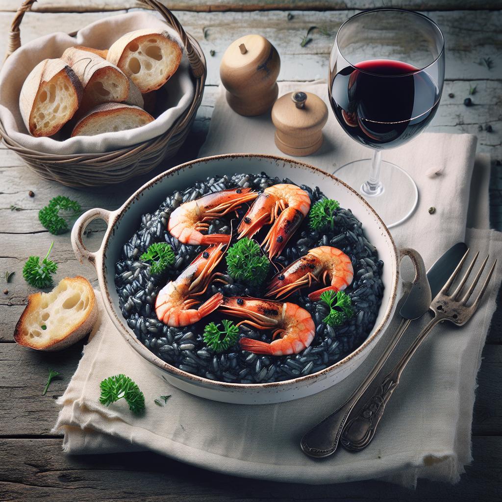 Risotto al nero de sepia con gambas