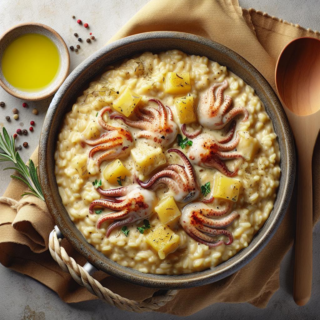 Risotto a la crema de patatas con ragú de sepias
