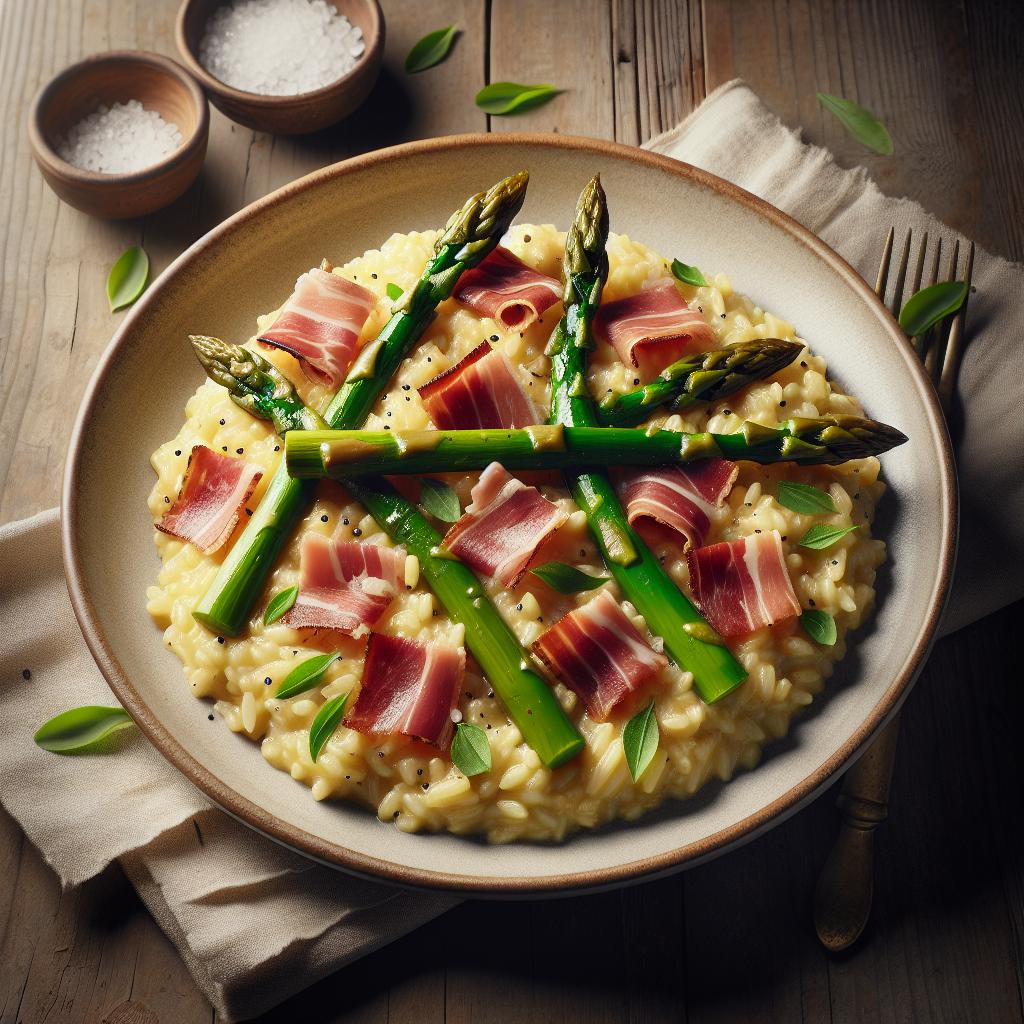 Risotto de espárragos y speck
