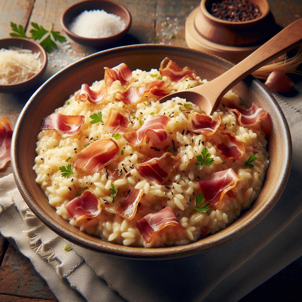 Risotto de cerveza y speck