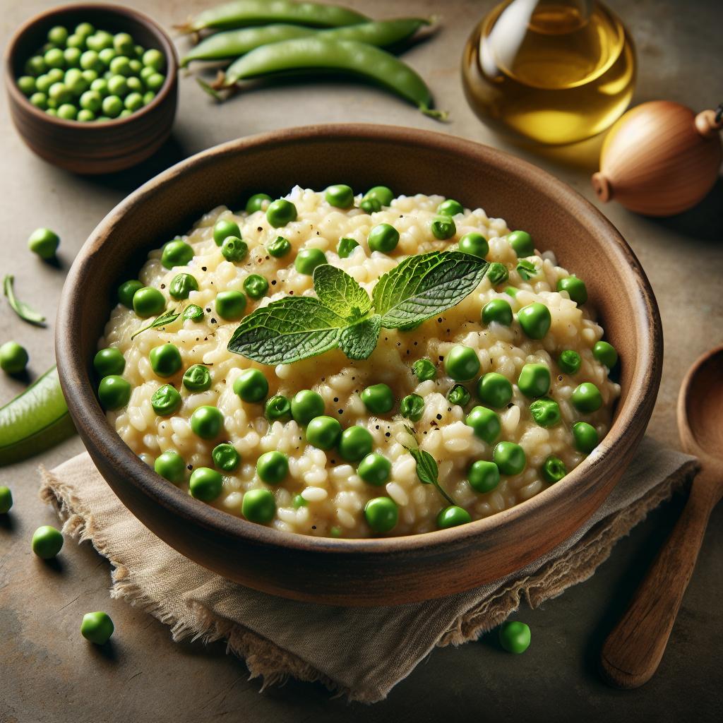 Risotto con guisantes y menta