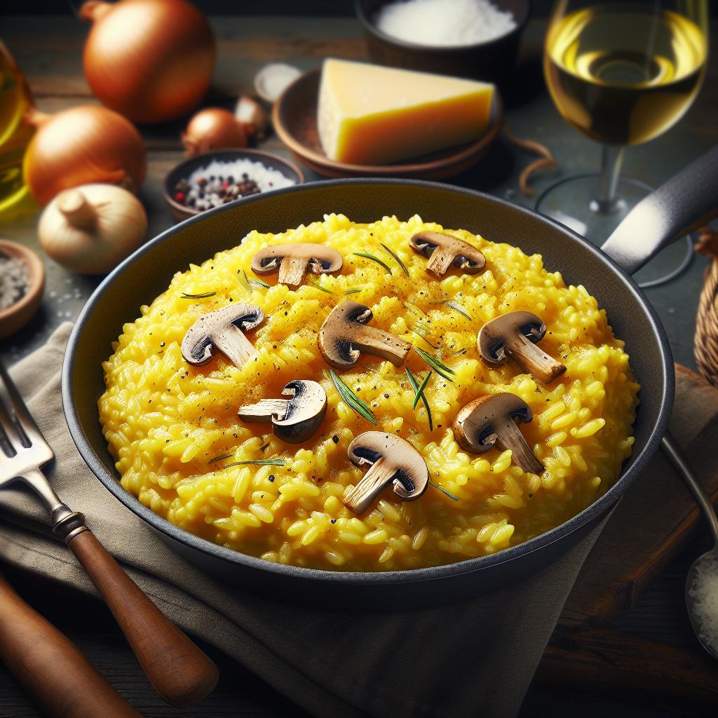 Risotto amarillo con rebozuelos