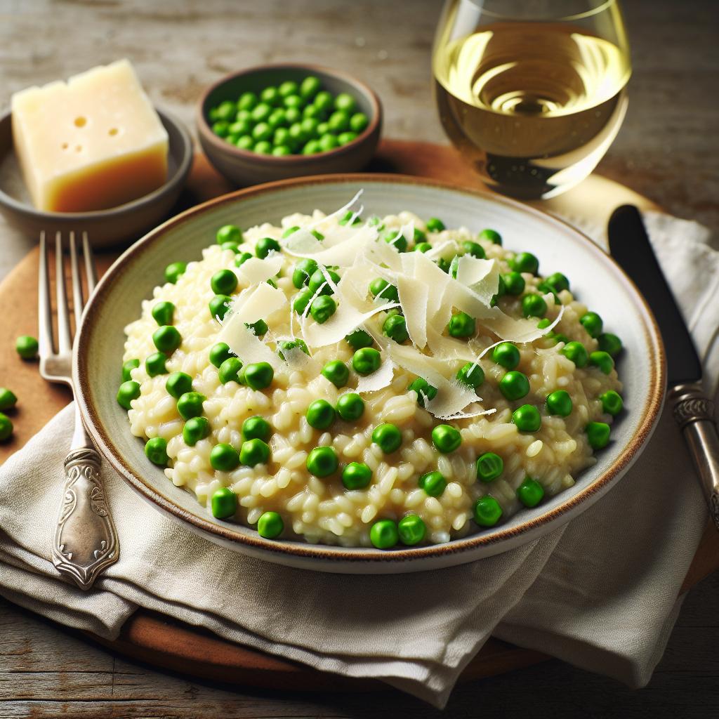 Risotto de guisantes y pecorino