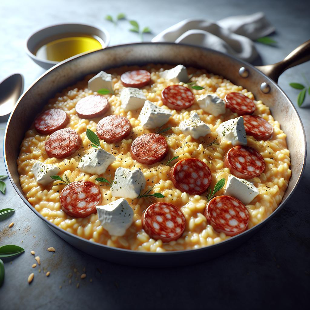Risotto de salchicha y ricotta