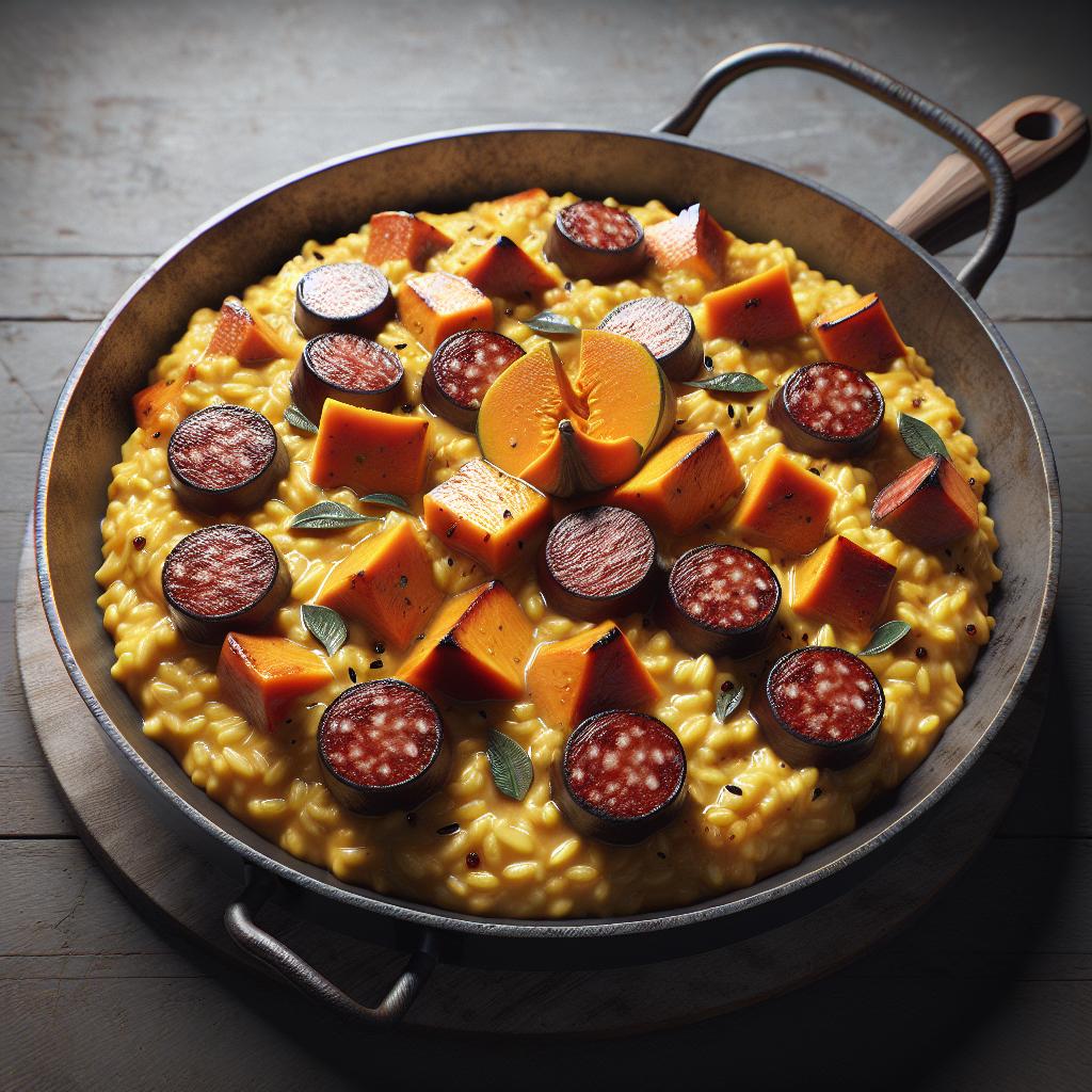 Risotto de calabaza y salchicha